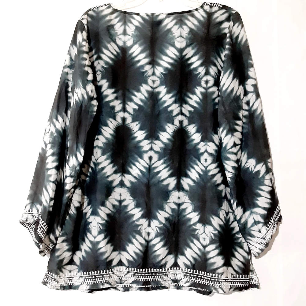SILK Tie-Dye Print Tunic Top NWOT - Picture 3 of 11